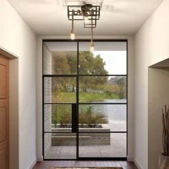 Lucande loftlampe Andrik, 44 cm, 3 lyskilder, hampereb, metal
