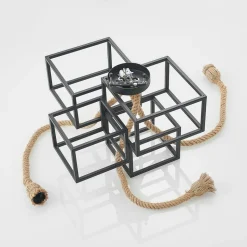 Lucande loftlampe Andrik, 44 cm, 3 lyskilder, hampereb, metal