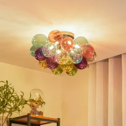 Lucande loftlampe Diborah, farvet, glas, Ø 50 cm, G9