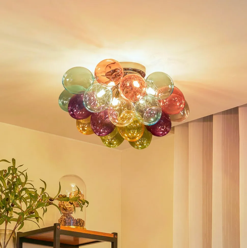 Lucande loftlampe Diborah, farvet, glas, Ø 50 cm, G9