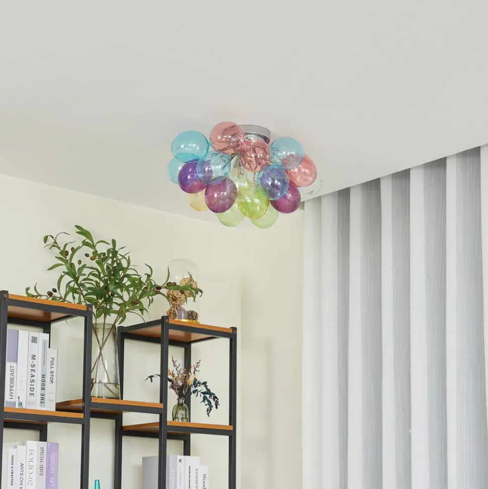 Lucande loftlampe Diborah, farvet, glas, Ø 50 cm, G9