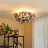 Lucande loftlampe Diborah, røggrå, glas, Ø 50 cm, G9