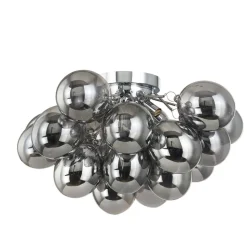 Lucande loftlampe Diborah, røggrå, glas, Ø 50 cm, G9
