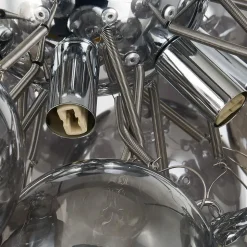 Lucande loftlampe Diborah, røggrå, glas, Ø 50 cm, G9
