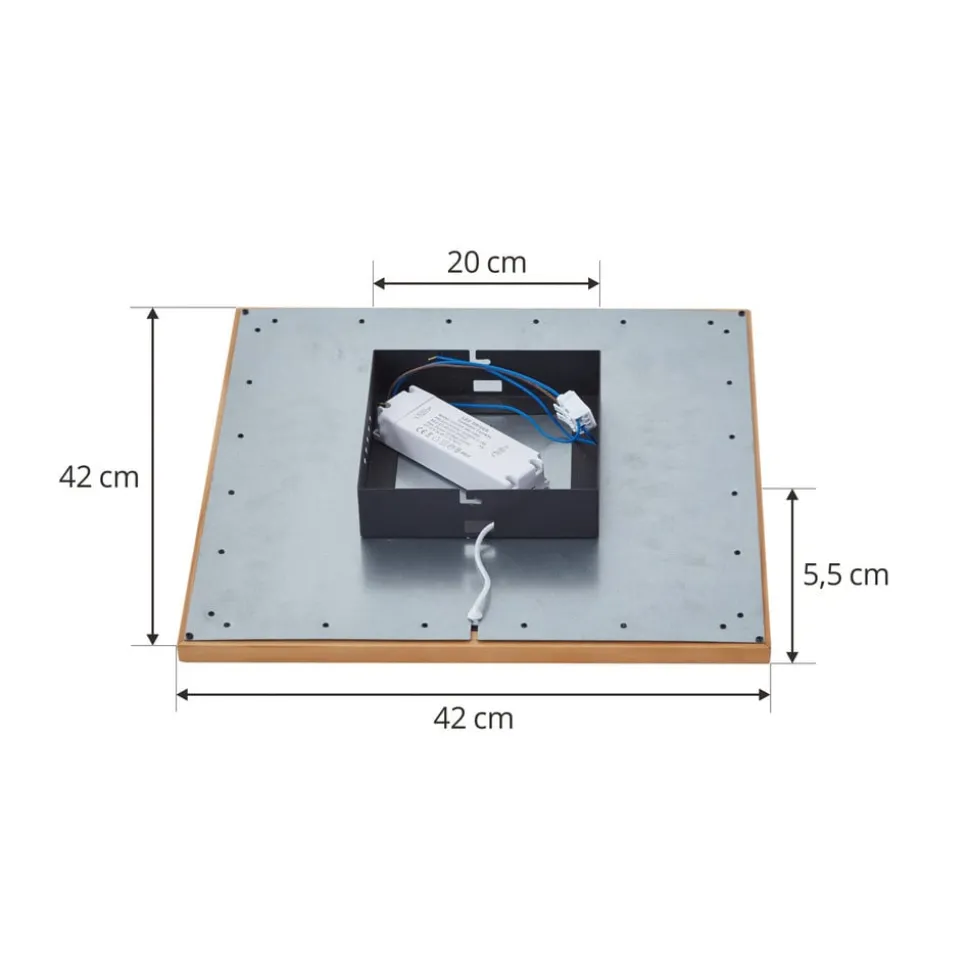 Lucande loftlampe Joren, 42 cm, træ, CCT, fjernbetjening