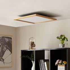 Lucande loftlampe Joren, 52 cm, træ, CCT, fjernbetjening