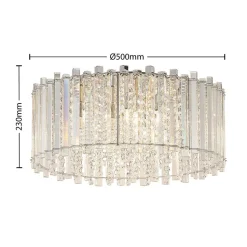 Lucande loftlampe Limana, Ø 50 cm, krom, krystal