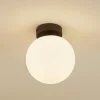Lucande loftslampe Bidolo, sort, glas, Ø 15 cm, IP44