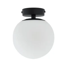 Lucande loftslampe Bidolo, sort, glas, Ø 15 cm, IP44