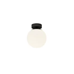 Lucande loftslampe Bidolo, sort, glas, Ø 15 cm, IP44