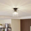Lucande loftslampe Eirian, 1-lys, sort, glas, E27