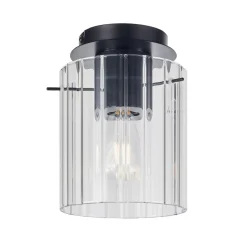Lucande loftslampe Eirian, 1-lys, sort, glas, E27