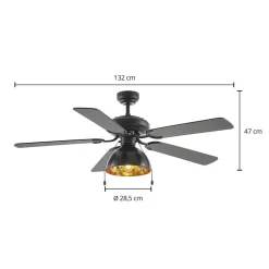 Lucande loftventilator med lys Shamoian, støjsvag, Ø 130 cm
