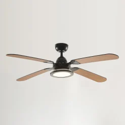 Lucande loftventilator Tedric, sort, støjsvag, 133 cm