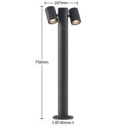Lucande Maloney pullert, 2 lyskilder, 75 cm, antracit