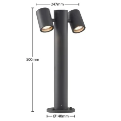 Lucande Maloney sokkellampe, 50 cm, antracit, IP54