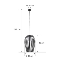 Lucande Marrin udendørs hængelampe, sort, metal, Ø 31 cm