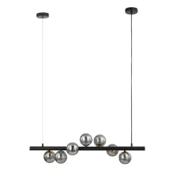 Lucande-pendel Diborah, røggrå, glas, 90 cm, G9