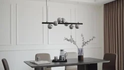 Lucande-pendel Diborah, røggrå, glas, 90 cm, G9