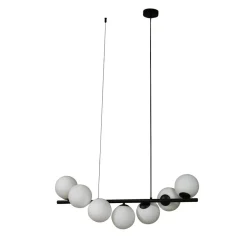 Lucande pendel Isandro, sort/opal, 7-lys