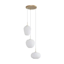 Lucande-pendel Quinara, 3-lys, opal, glas, Ø 52 cm