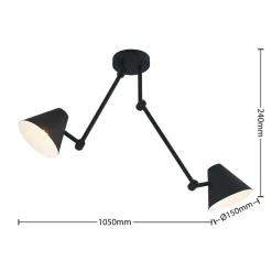 Lucande Phina loftlampe i sort, 2 lyskilder