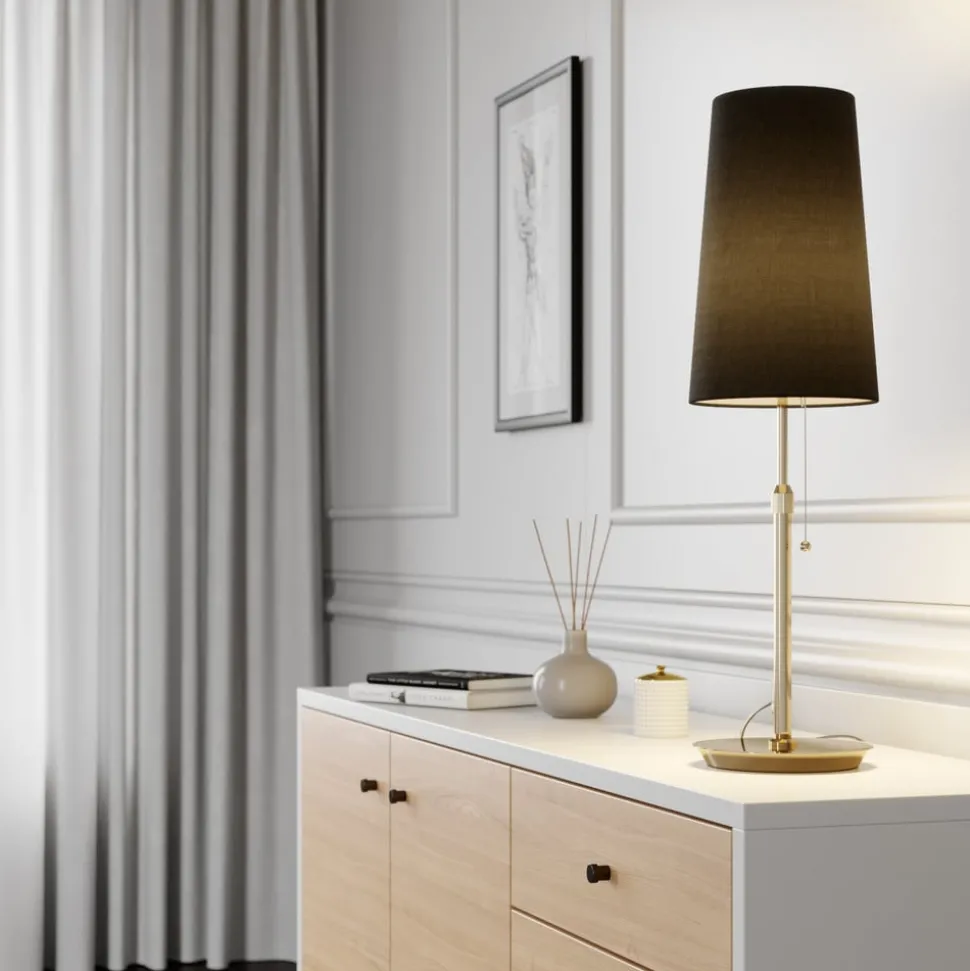 Lucande Pordis-bordlampe, messing-sort