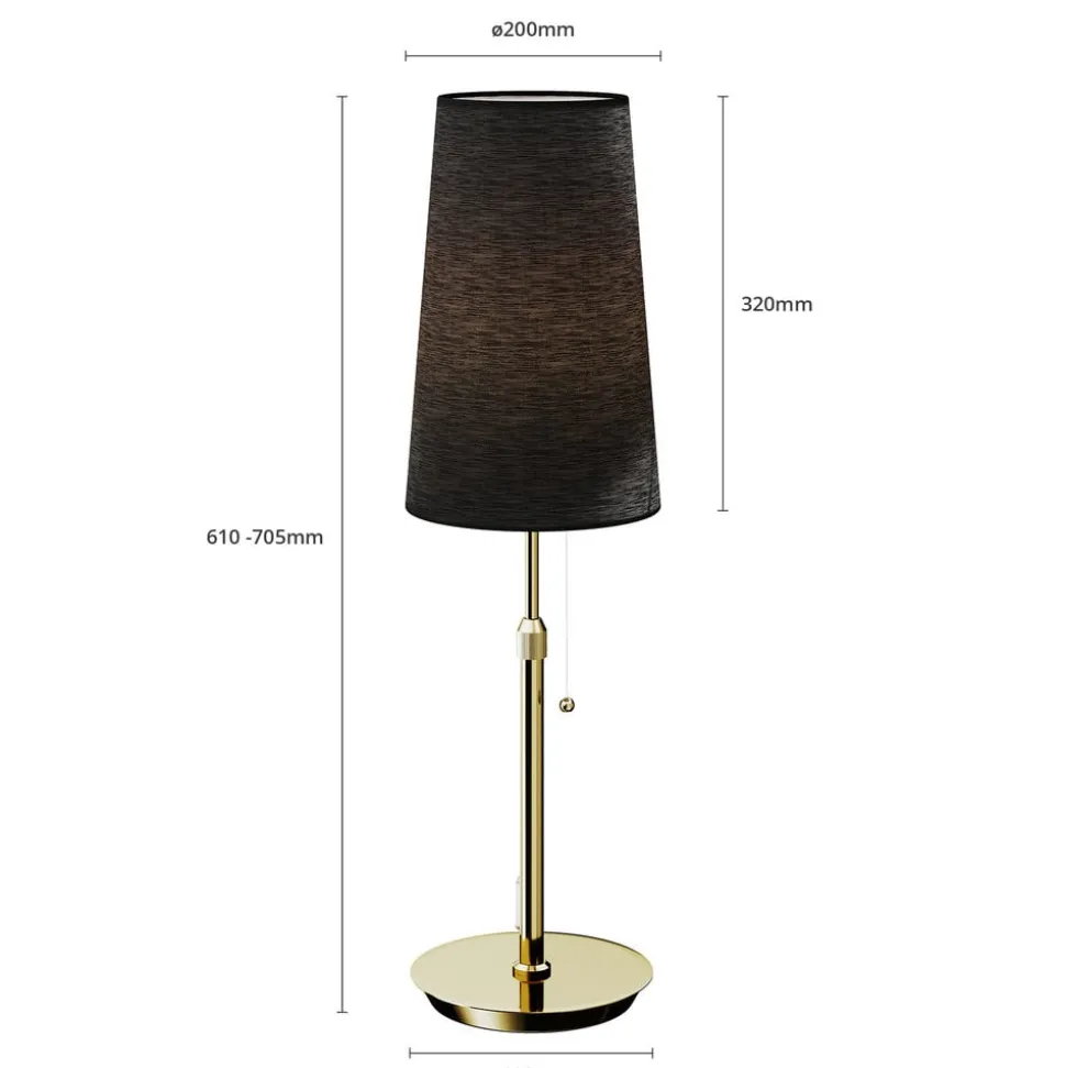 Lucande Pordis-bordlampe, messing-sort