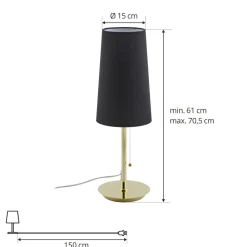 Lucande Pordis-bordlampe, messing-sort