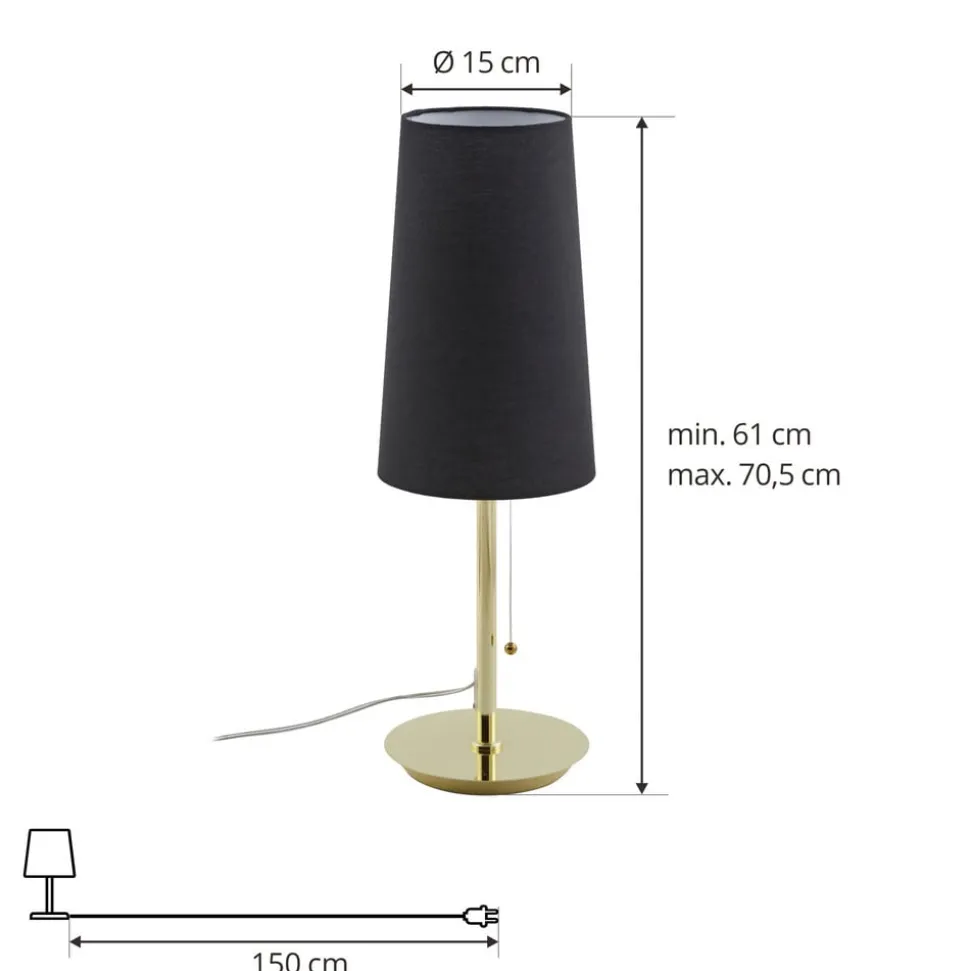 Lucande Pordis-bordlampe, messing-sort