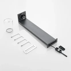 Lucande Semka vejlampe, 65 cm, antracit, glas, aluminium