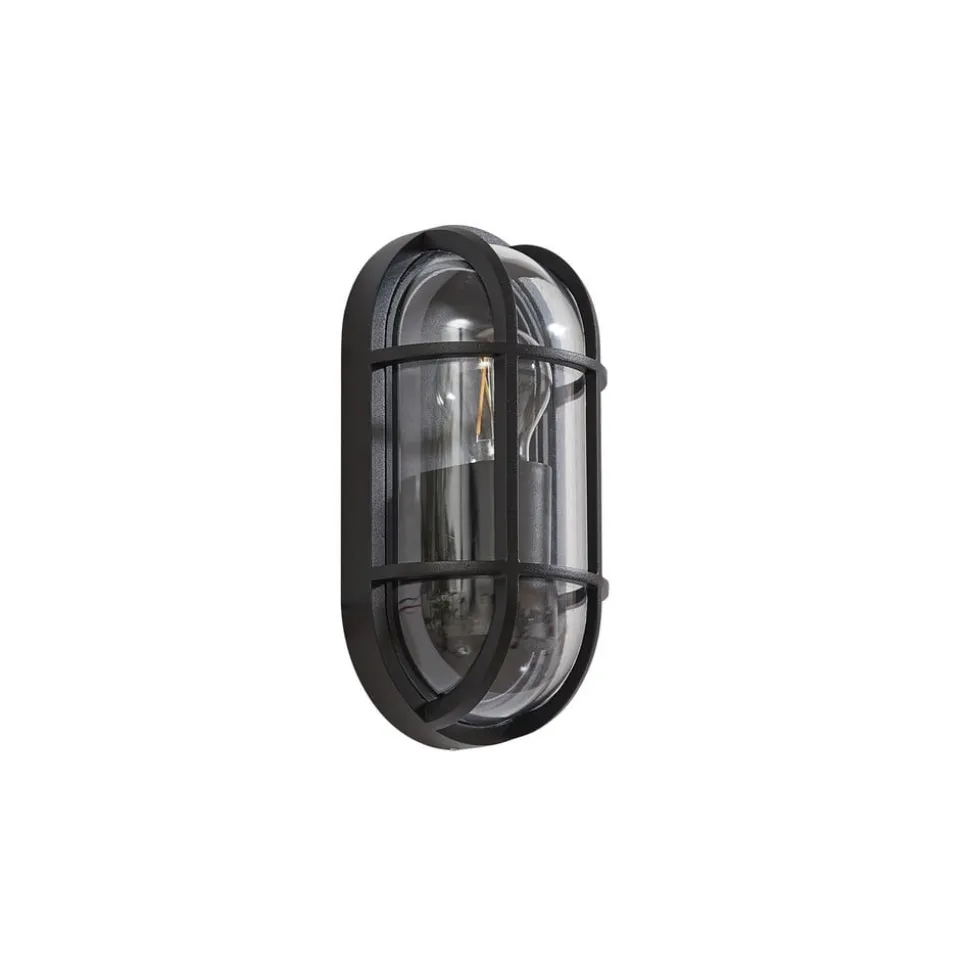Lucande Serine udendørs væglampe, 27,1 cm, sort, aluminium