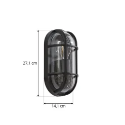 Lucande Serine udendørs væglampe, 27,1 cm, sort, aluminium