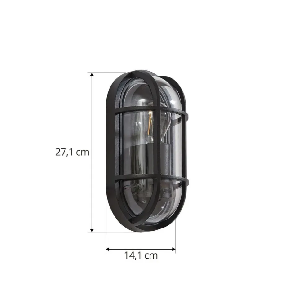 Lucande Serine udendørs væglampe, 27,1 cm, sort, aluminium
