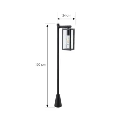 Lucande Siveta vejlampe, 100 cm høj, sort, E27, IP65