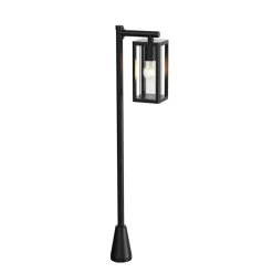 Lucande Siveta vejlampe, 100 cm høj, sort, E27, IP65