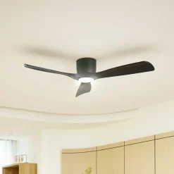 Lucande Smart LED-loftventilator Moneno, sort, DC, Tuya