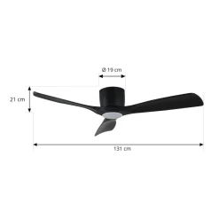Lucande Smart LED-loftventilator Moneno, sort, DC, Tuya