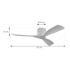 Lucande Smart LED-loftventilator Moneno, hvid, DC, Tuya