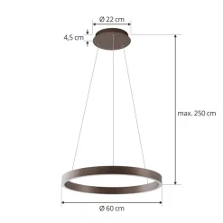 Lucande Smart LED-pendel Yonam, kaffe, 1-lys, Tuya