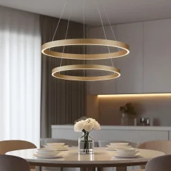 Lucande Smart LED-pendel Yonam, guld, 2-lys, Tuya