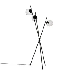 Lucande Sotiana gulvlampe, 3 glaskugler, sort