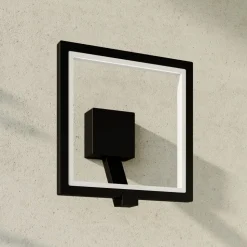 Lucande Square LED-væglampe, antracit, metal, IP65