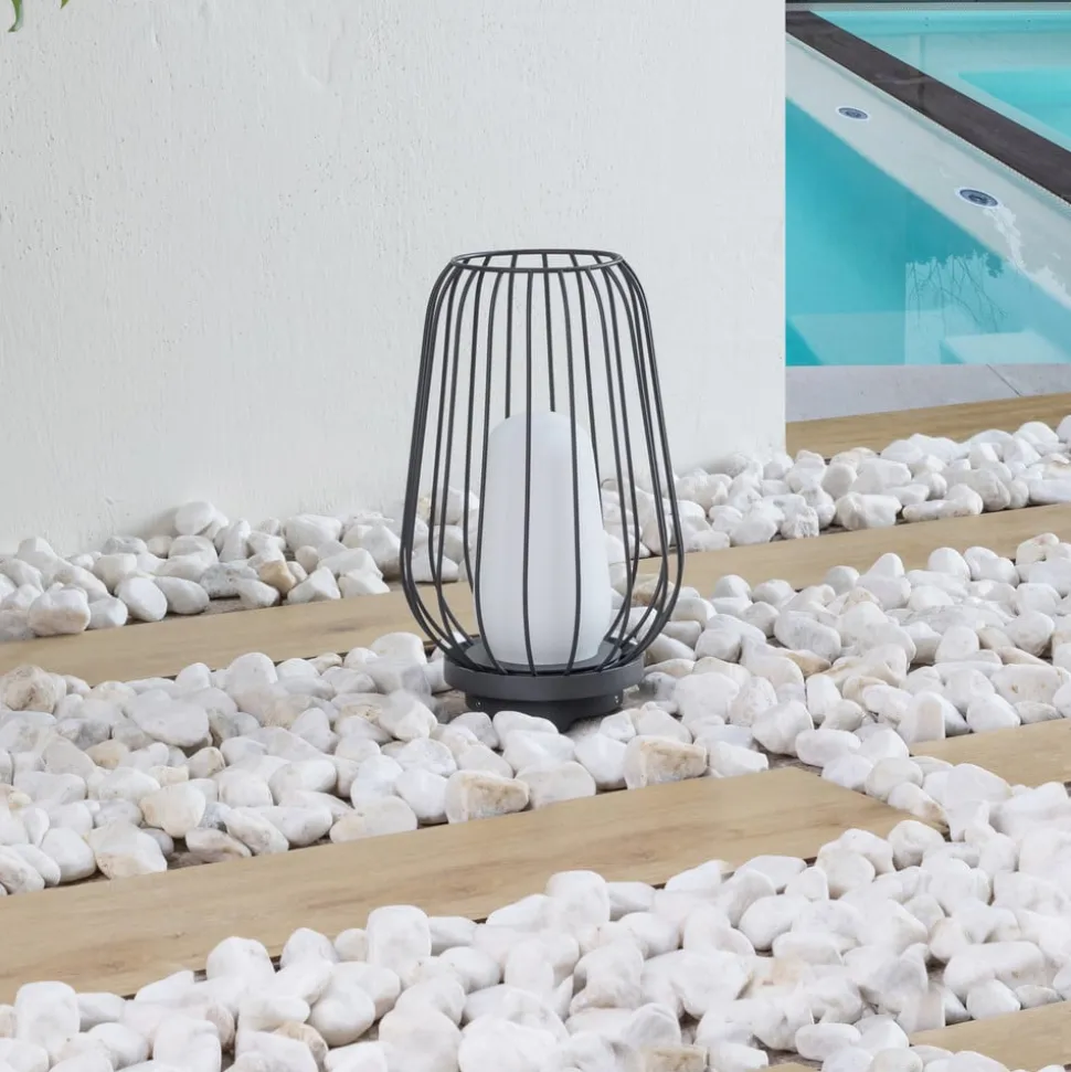 Lucande terrasselampe Chandan, 32,1 cm, sort, aluminium
