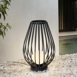 Lucande terrasselampe Marrin, sort, metal, Ø 46cm