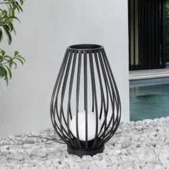 Lucande terrasselampe Marrin, sort, metal, Ø 46cm