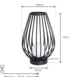 Lucande terrasselampe Marrin, sort, metal, Ø 46cm