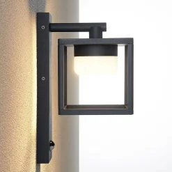 Lucande Timio udendørs væglampe, downlight, sensor, GX53, IP44
