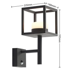Lucande Timio udendørs væglampe, uplight, sensor, GX53, IP44