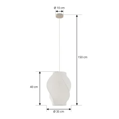 Lucande Tovina hængelampe, tekstil, hvid, Ø35cm